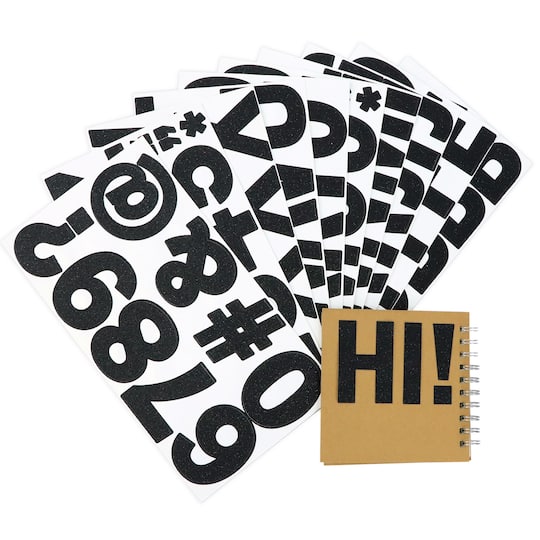 12 Pack: Black Glitter Alphabet Stickers by Recollections™